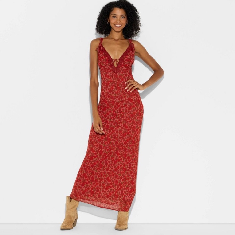 Wild fable red rose floral maxi dress🌹
